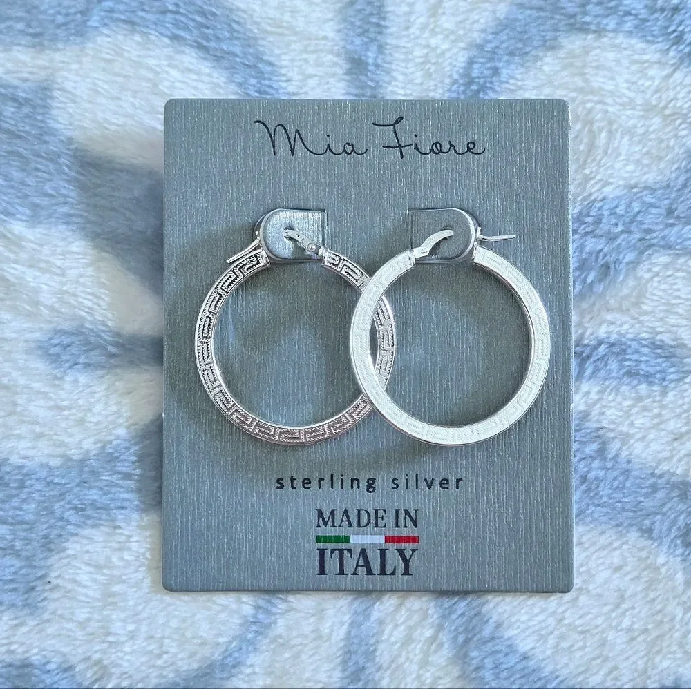 Mia Fiore Silver🤍 Greek🇬🇷 Key🔑 Hoop Earrings